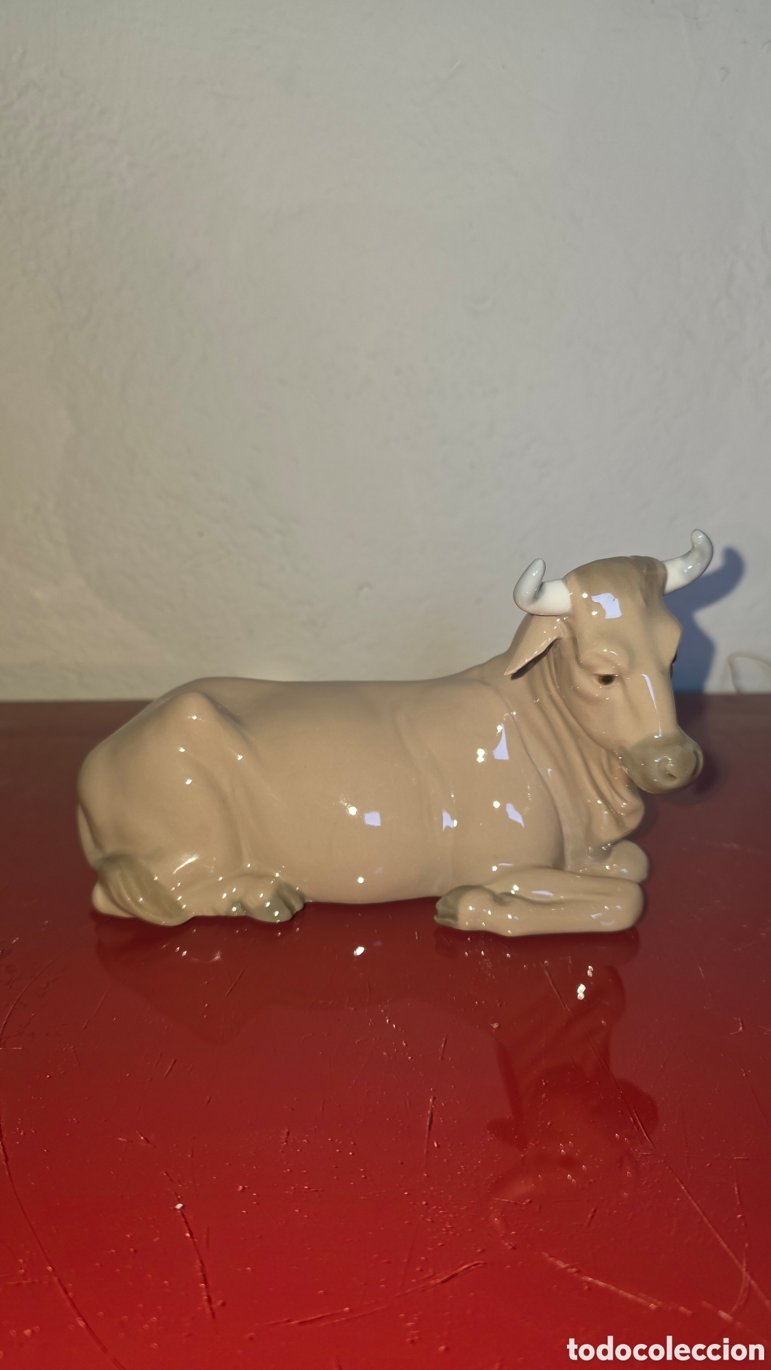 Antig&uuml;edades: Figura porcelana nao de lladro buey de belen nao