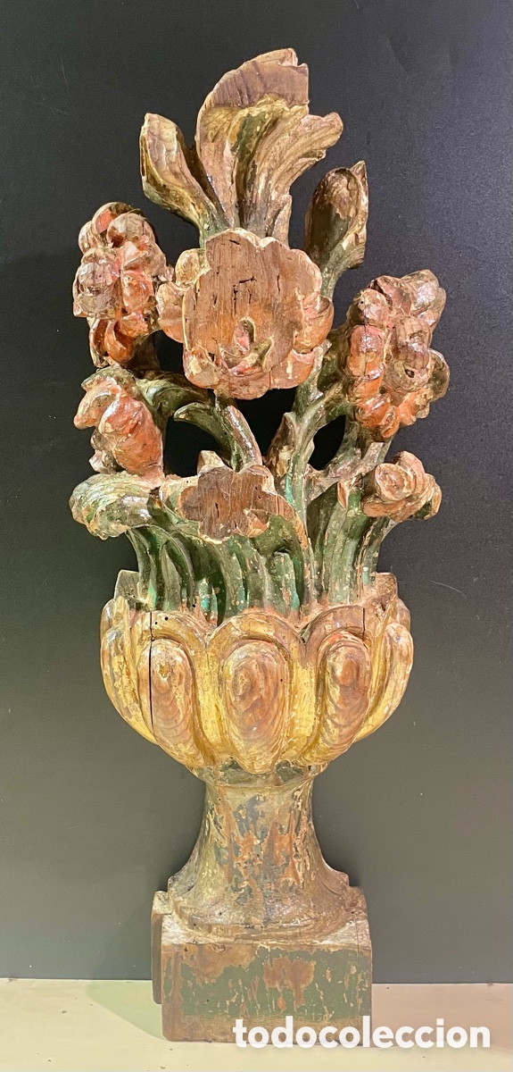 Antig&uuml;edades: Florero Madera Siglo XVII