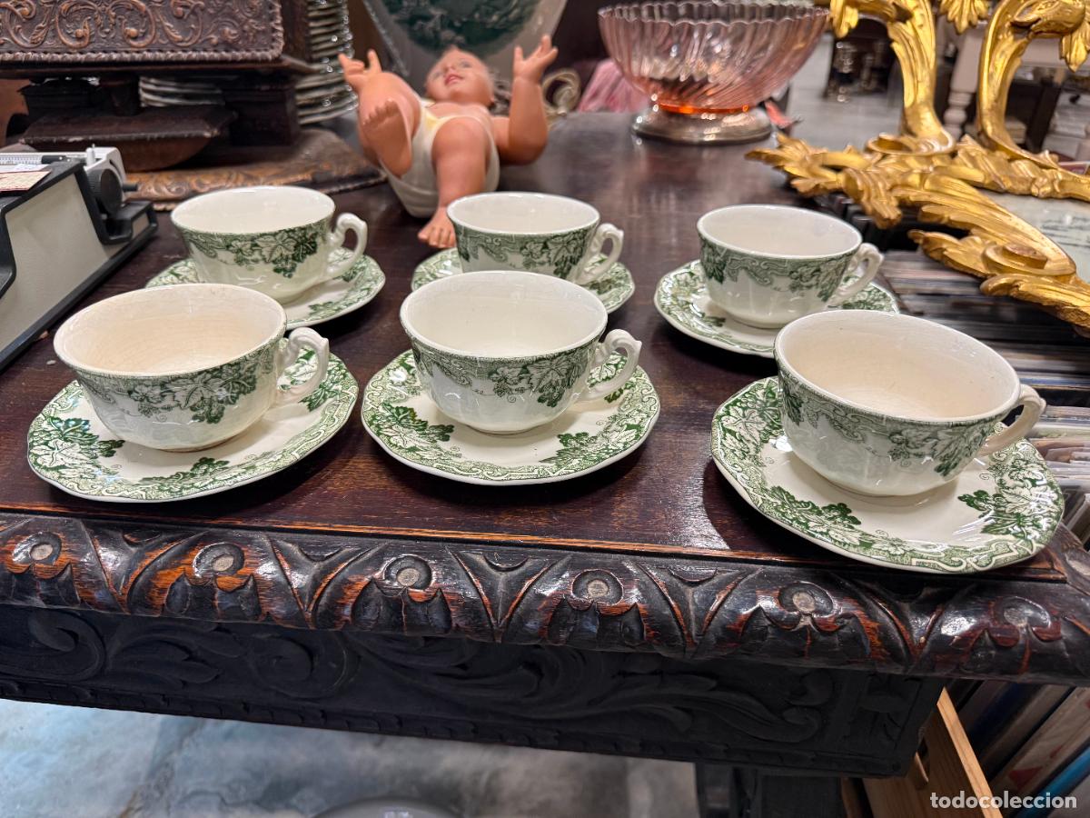 Antiques: JUEGO CAFE DE CERAMICA LA CARTUJA PICKMAN - MEDIDA TAZA 9,5X6 CM