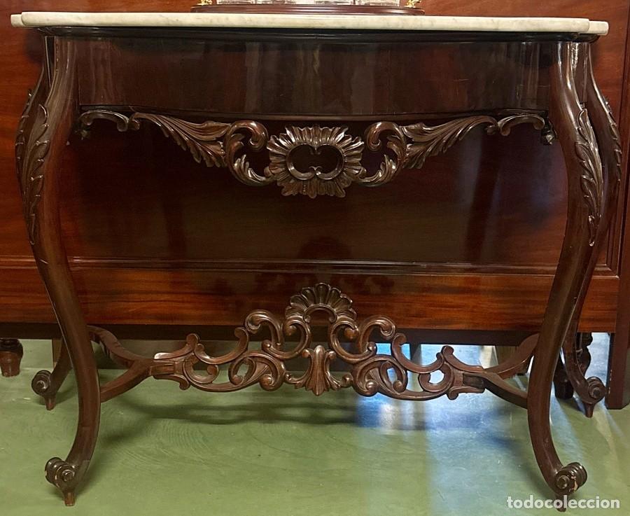 Antig&uuml;edades: Consola Isabelina con Tapa de M&aacute;rmol: - Foto 2