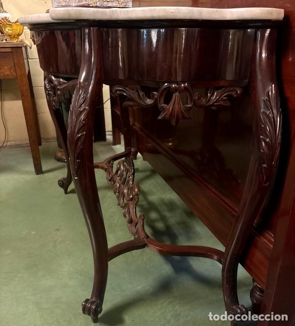 Antig&uuml;edades: Consola Isabelina con Tapa de M&aacute;rmol: - Foto 5
