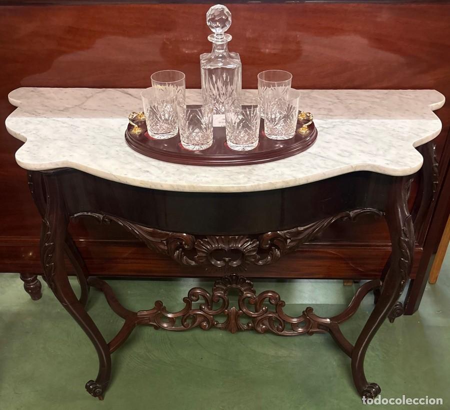 Antig&uuml;edades: Consola Isabelina con Tapa de M&aacute;rmol: - Foto 8