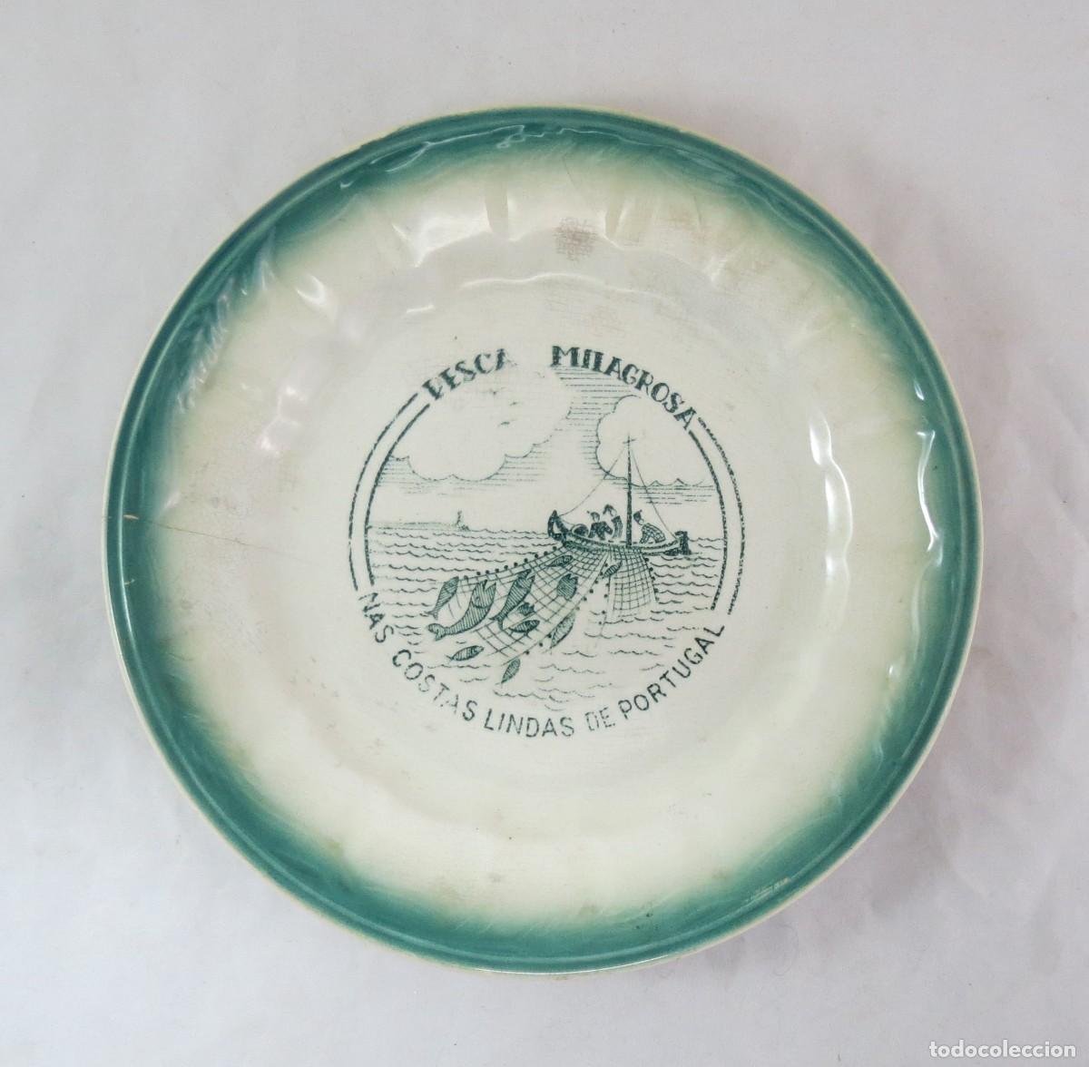 Oggetti Antichi: Prato em faian&ccedil;a portuguesa F&aacute;brica de Sacav&eacute;m-Pesca Milagrosa; Marcado - Gilman; Di&acirc;metro &ndash; 23cm;