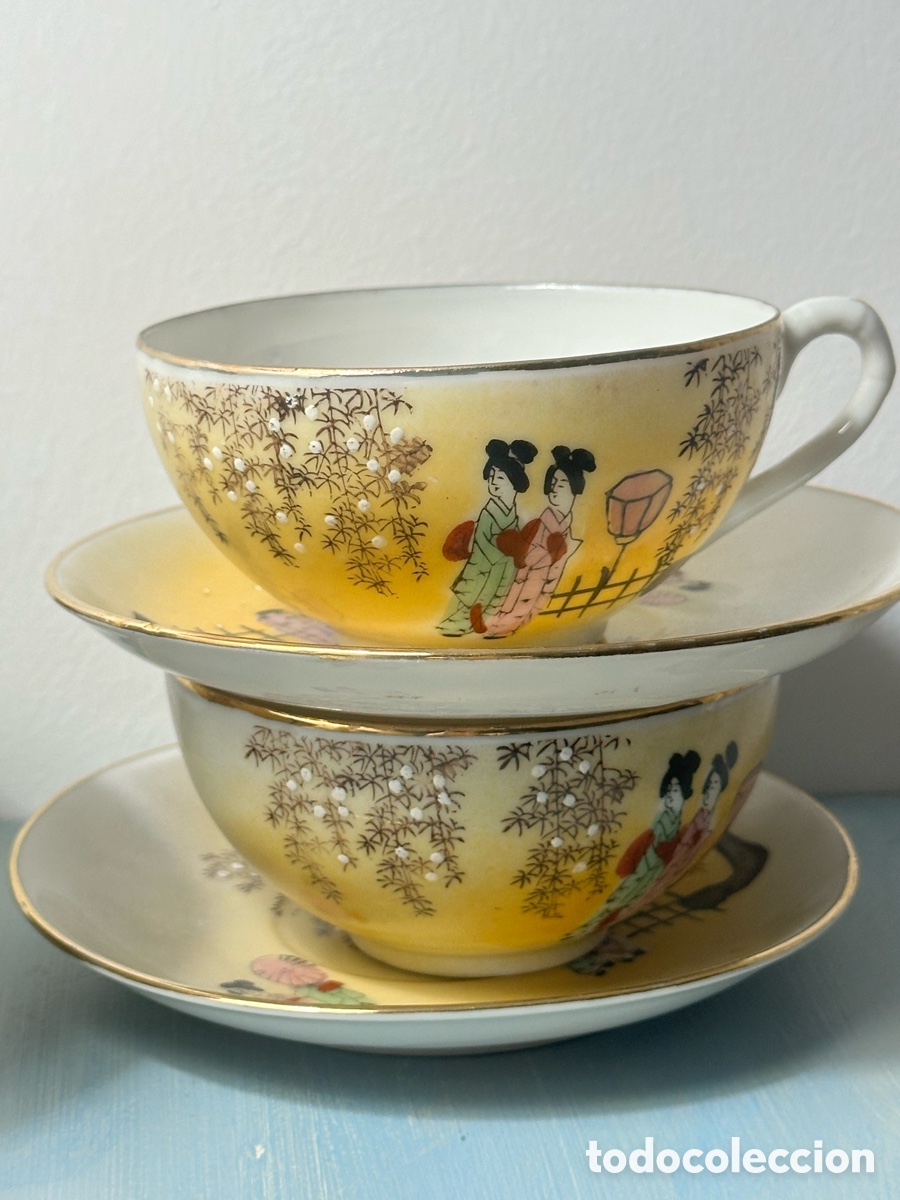 Antiques: Juego de t&eacute;. Porcelana fina transl&uacute;cida