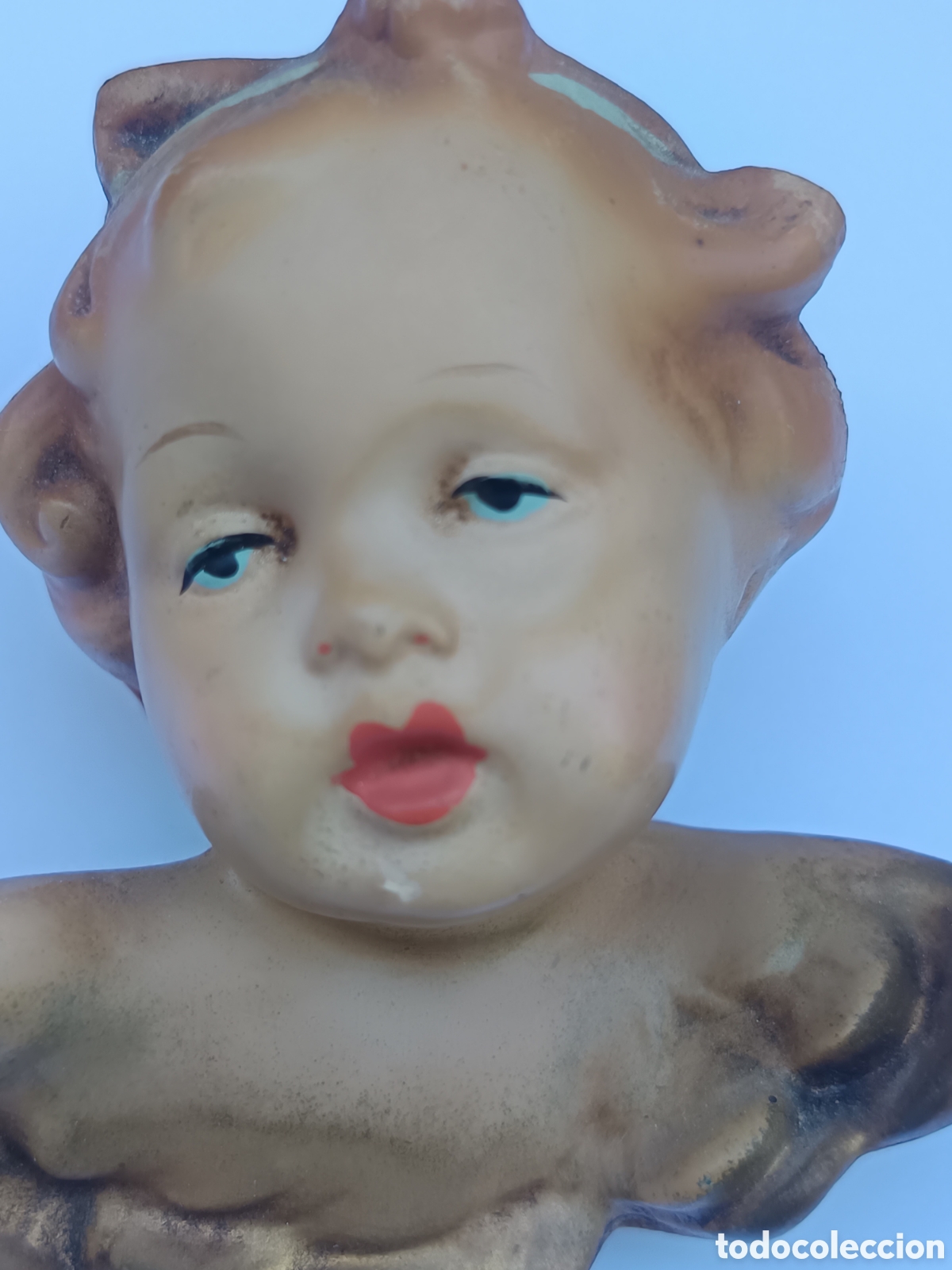 Oggetti Antichi: Cabeza de &aacute;ngel en cer&aacute;mica para colgar en Belen