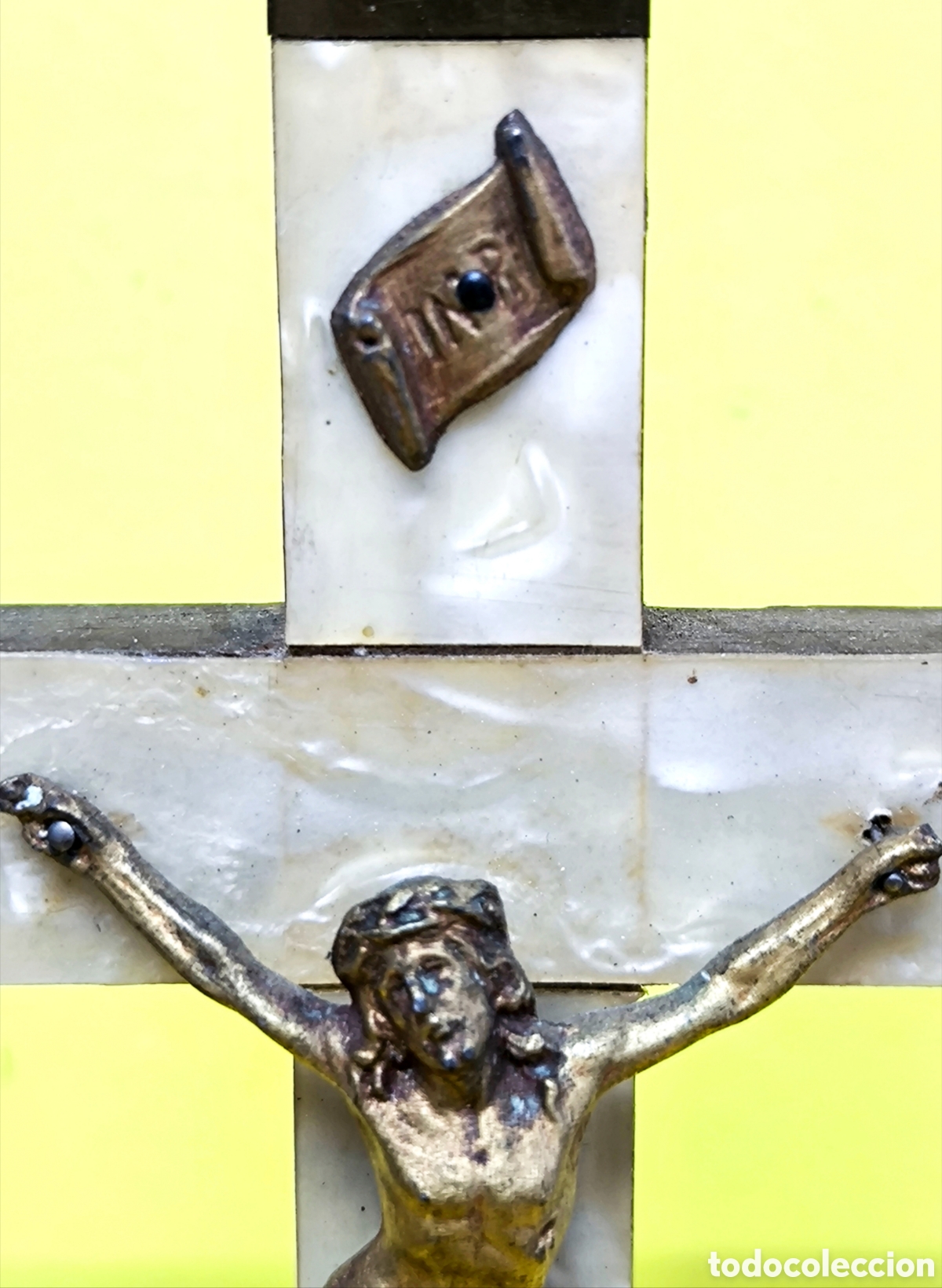 Antig&uuml;edades: CRUZ DE MADERA, NACAR, BRONCE Y METAL - Foto 4