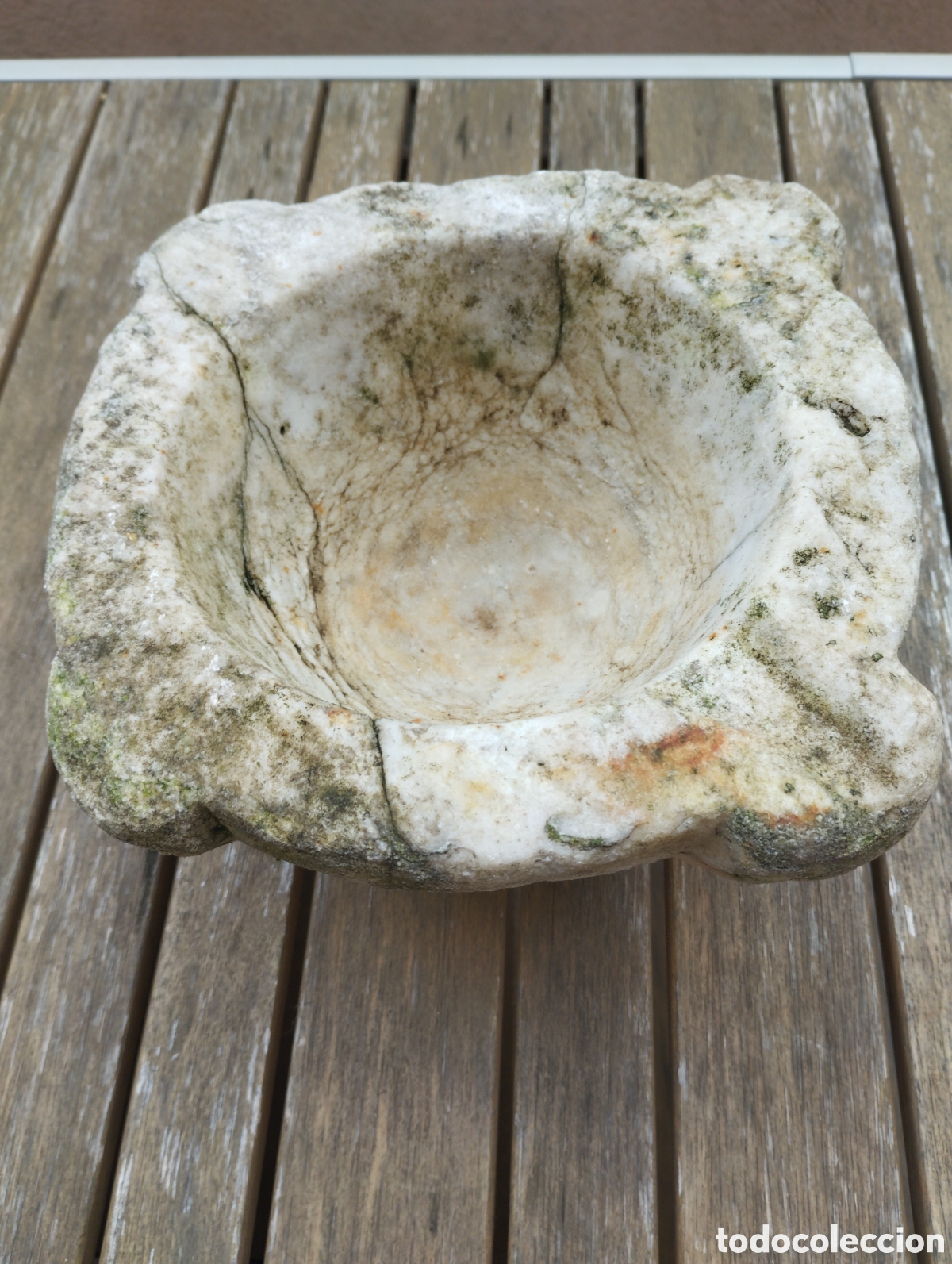Antiguidades: Antiguo mortero de piedra 21cm de ancho X 12cm de alto