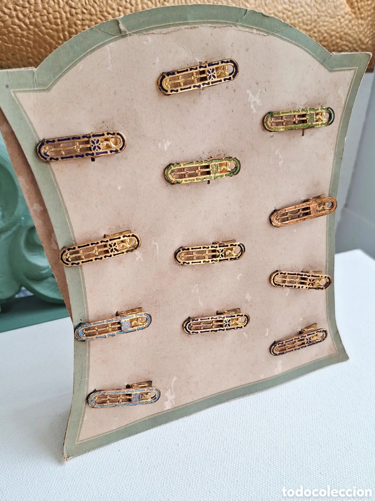 Antig&uuml;edades: Cart&oacute;n con Broches Edwardianos 1914