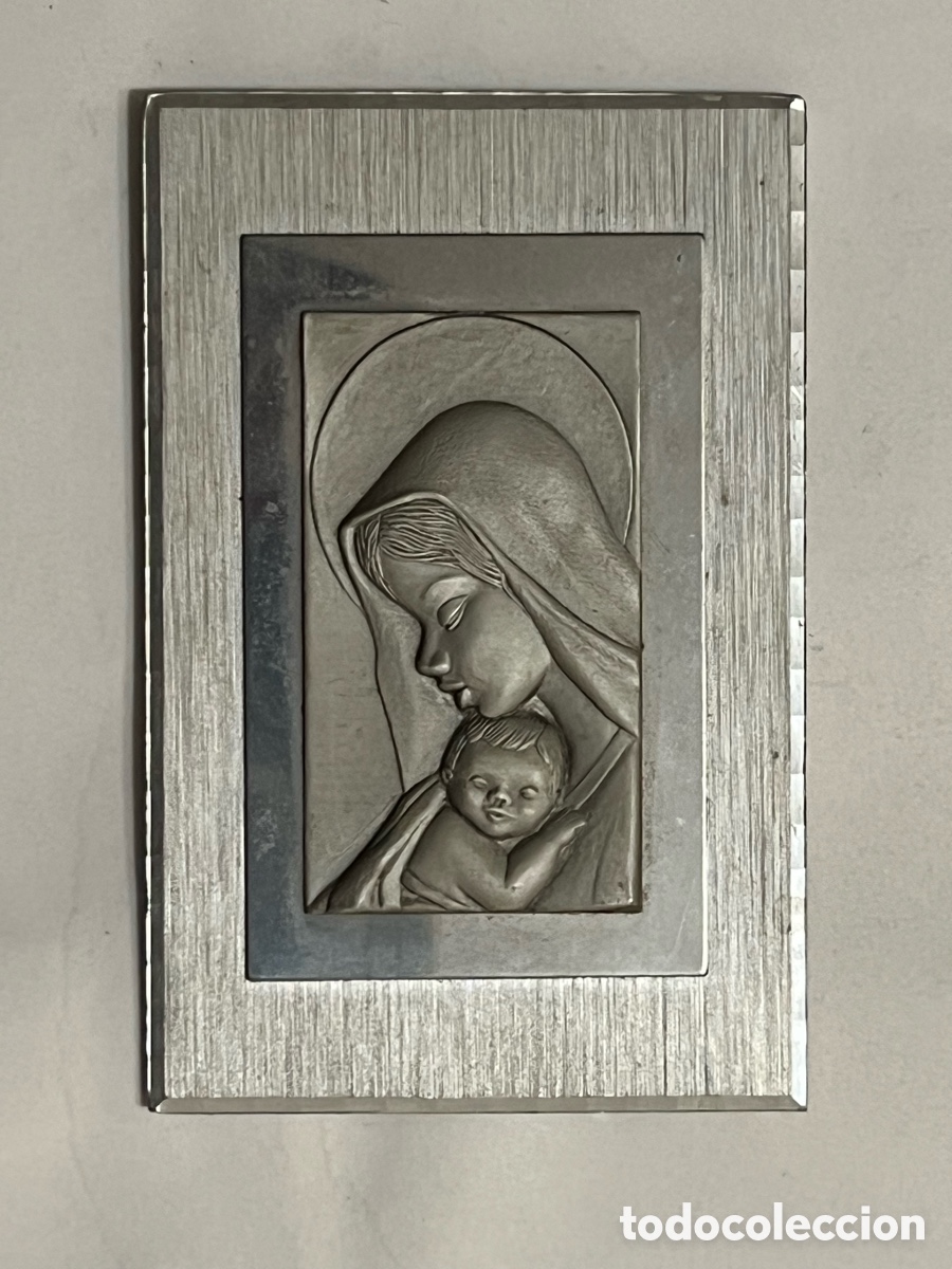 Oggetti Antichi: VIRGEN CON NI&Ntilde;O.. Hermoso &Iacute;cono con Soporte de peque&ntilde;o tama&ntilde;o. Medidas: 10 x 7,5 cm