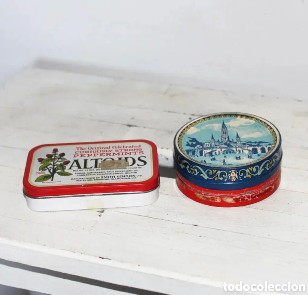 Antig&uuml;edades: Juego cajas hojalata antiguas regaliz