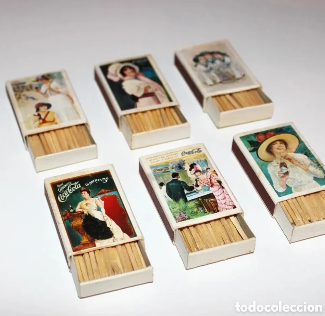 Antig&uuml;edades: Lote cajas vintage cerillas publicitariaa Cocacola