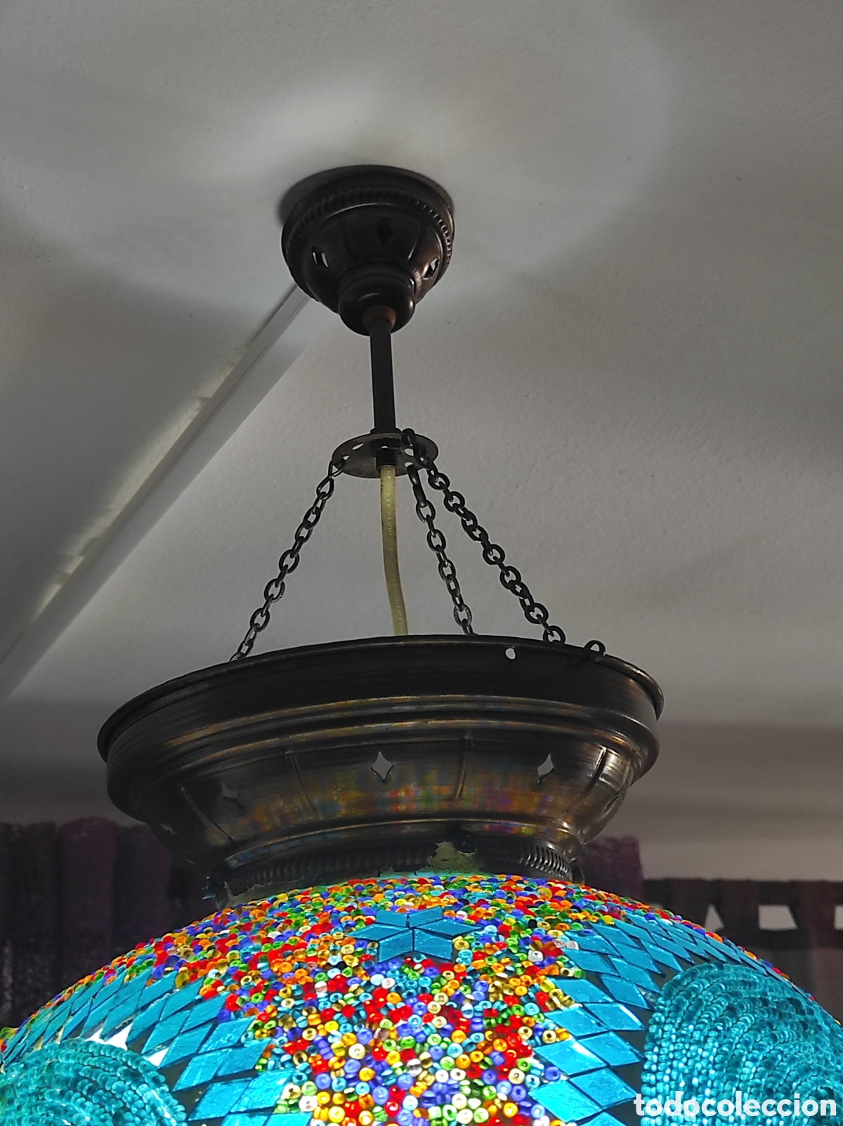 Antig&uuml;edades: L&aacute;mpara Turca Marroqu&iacute; de Mosaico - Foto 10