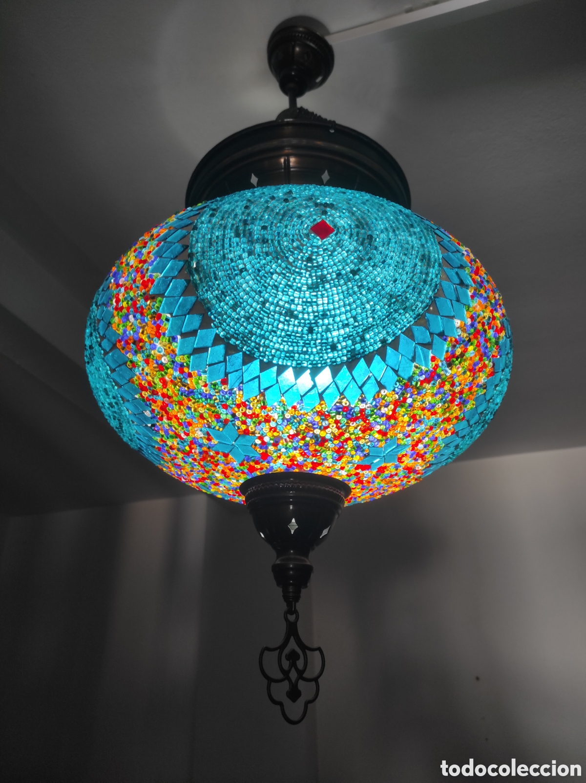 Antig&uuml;edades: L&aacute;mpara Turca Marroqu&iacute; de Mosaico - Foto 1