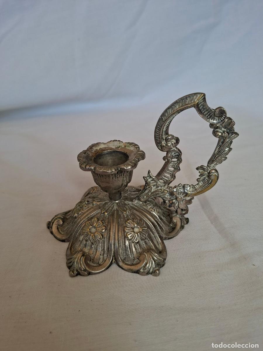 Antig&uuml;edades: Antigua palmatoria de metal plateado