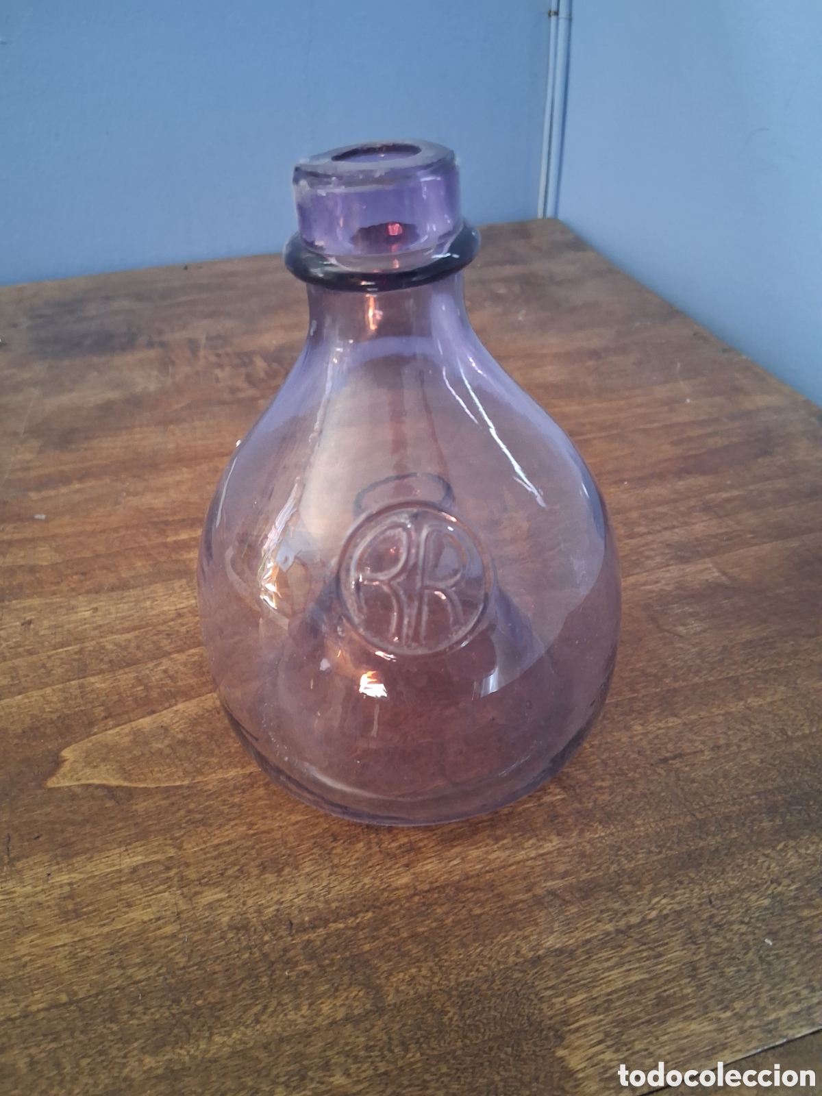 Antig&uuml;edades: Botella de cristal caza bichos moscas insectos &aacute;rboles color lila amatista violeta Mosquera