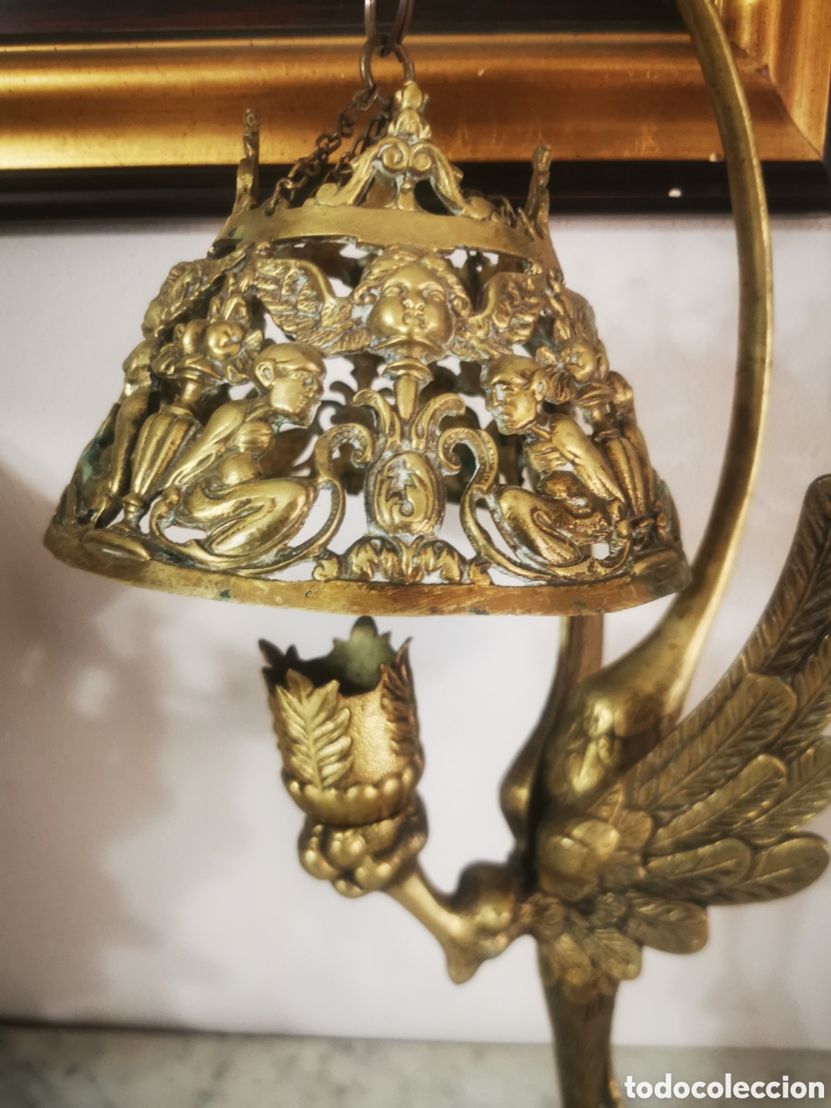 Antig&uuml;edades: Lampara de sobremesa circa 1940 bronce 52cm - Foto 2