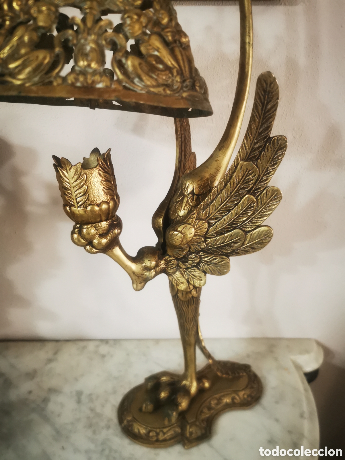 Antig&uuml;edades: Lampara de sobremesa circa 1940 bronce 52cm - Foto 3