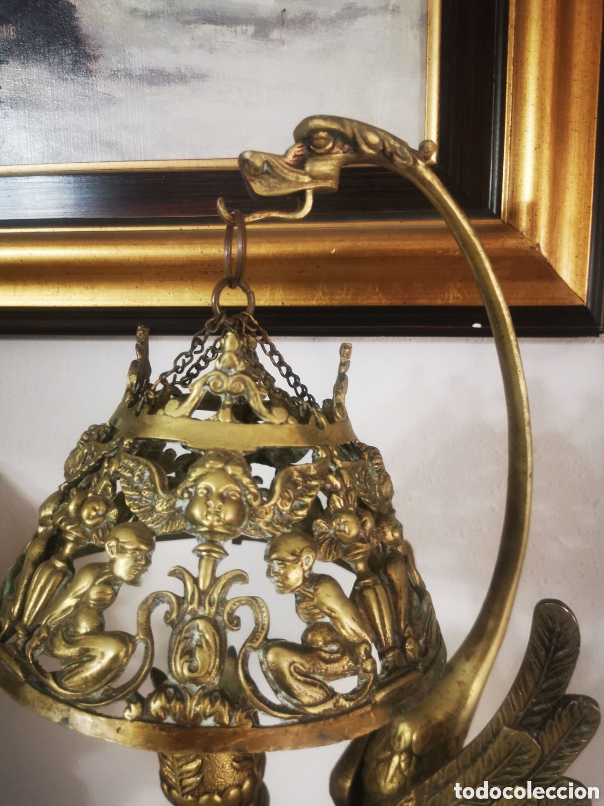 Antig&uuml;edades: Lampara de sobremesa circa 1940 bronce 52cm - Foto 4