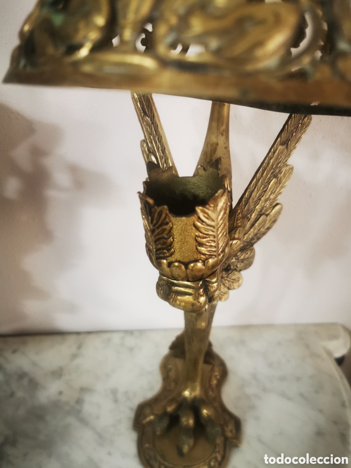 Antig&uuml;edades: Lampara de sobremesa circa 1940 bronce 52cm - Foto 7