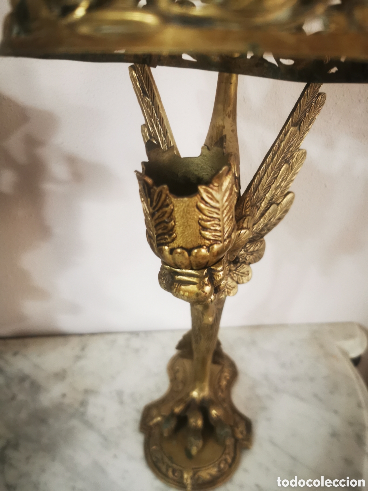 Antig&uuml;edades: Lampara de sobremesa circa 1940 bronce 52cm - Foto 8