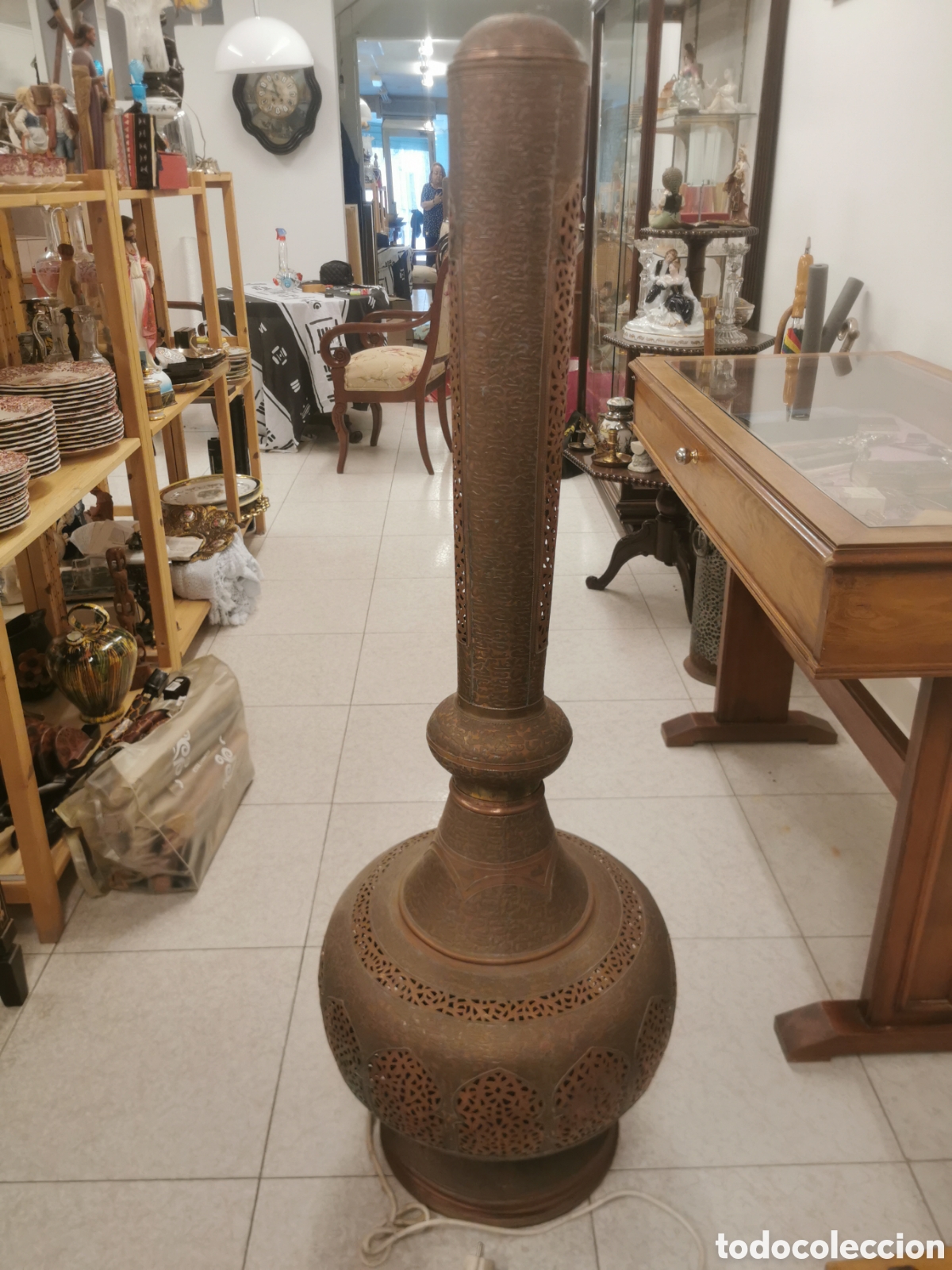 Antig&uuml;edades: Antiguo lampara de cobre estilo arabe ideal teteria o similar