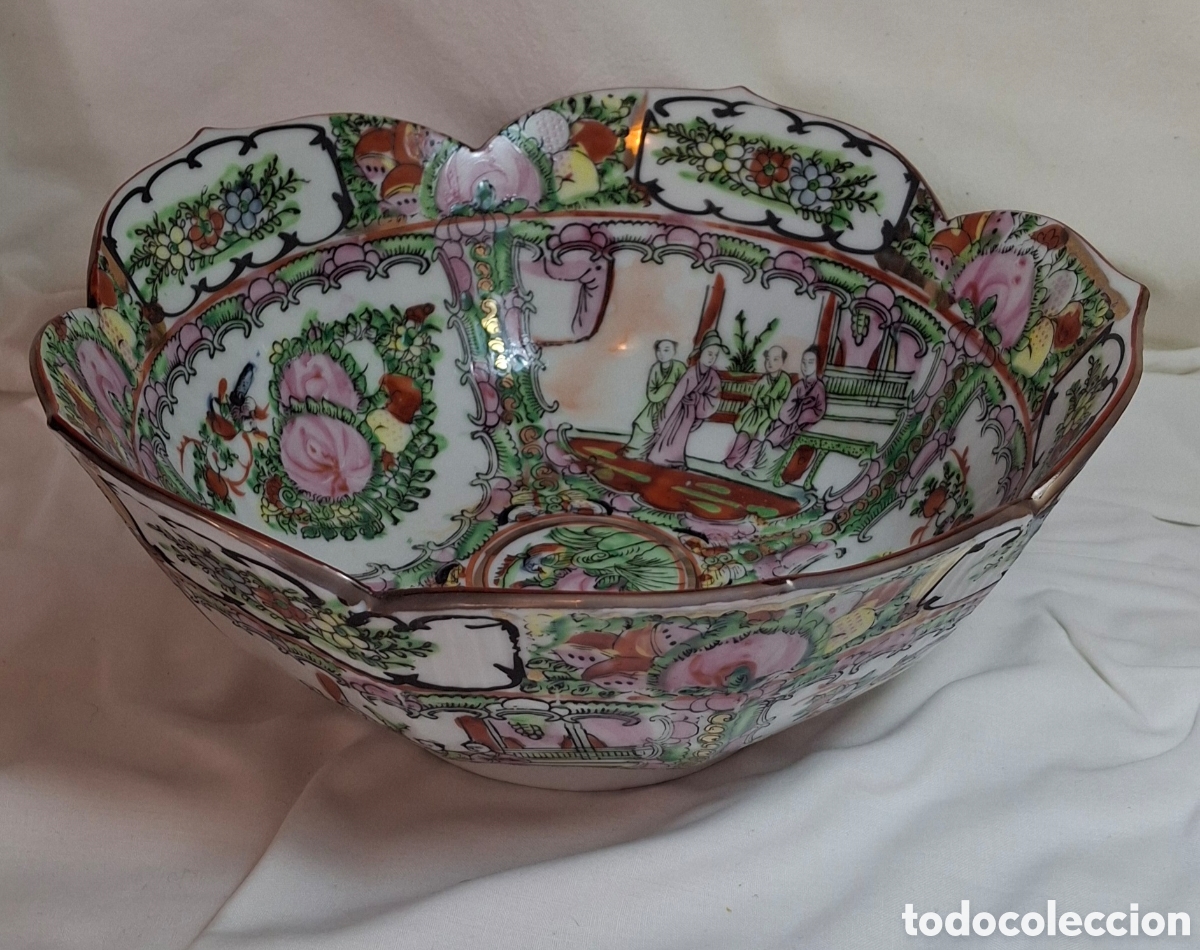 Oggetti Antichi: Cuenco Macau Rose Medallion Vintage 25cm Oro
