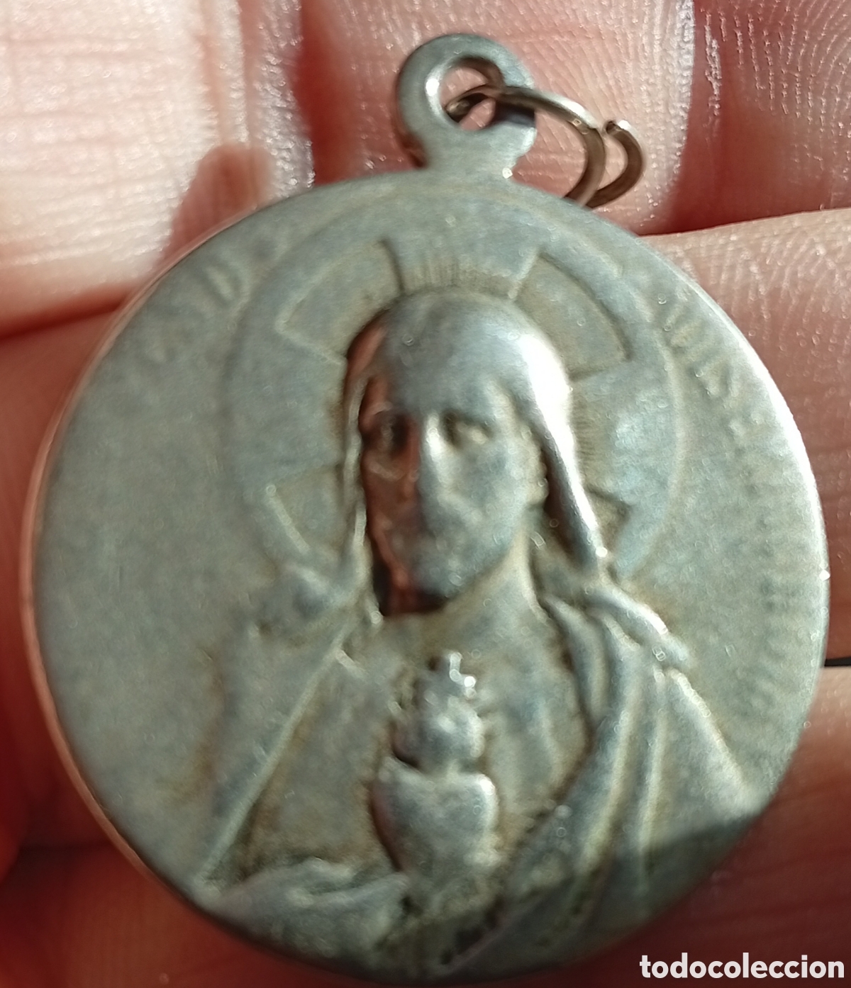 Antiques: Antigua medalla religiosa de plata aparici&oacute;n de la Virgen de Lourdes.