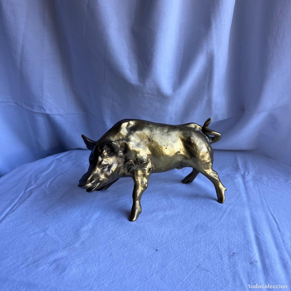 Antig&uuml;edades: Escultura Animalista - Jabal&iacute; en Lat&oacute;n Macizo o Bronce Dorado - Estilo Vintage - Mitad Siglo XX