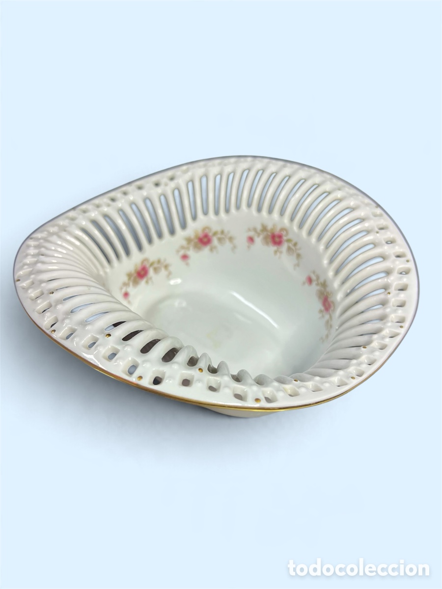 Antiquit&auml;ten: Centro de mesa calado porcelana Royal Porzellan Bavaria KPM - Modelo 1554 - 17x17x7 cm