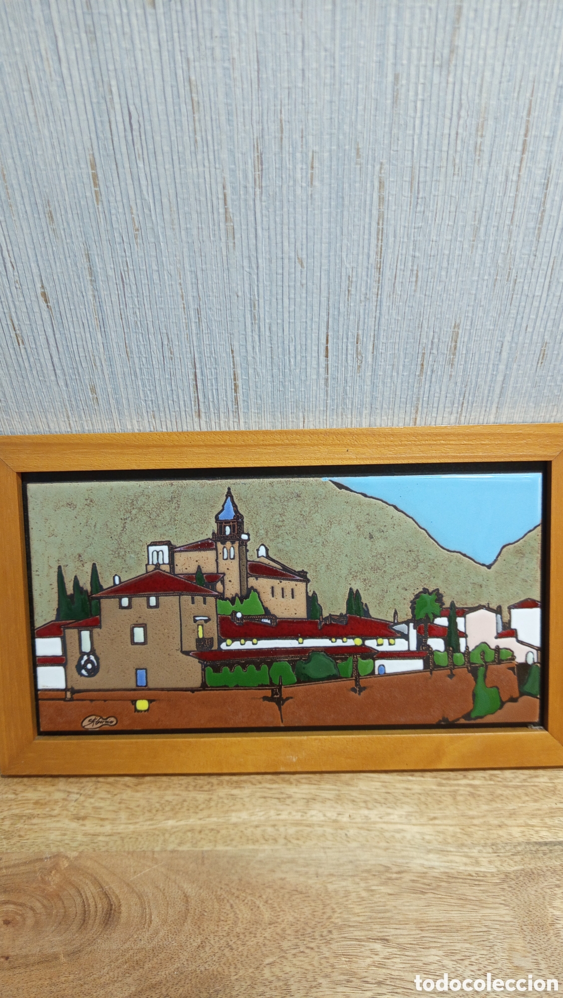 Antig&uuml;edades: Bonito azulejos de gran tama&ntilde;o firmado
