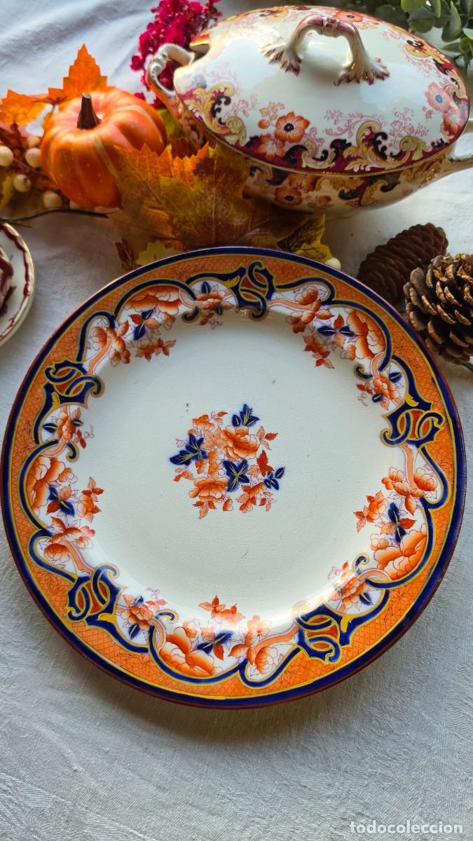 Antiquit&auml;ten: Plato Antiguo Estilo Imari Siglo XIX Loza Inglesa Ironstone Pintado a Mano Victoriana China