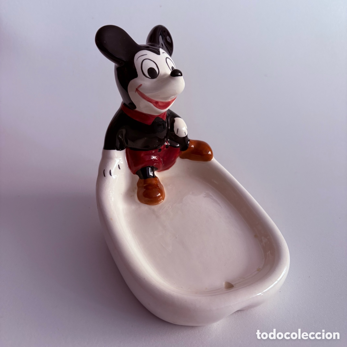 Antig&uuml;edades: jabonera mickey mouse disney a&ntilde;os 80 cer&aacute;mica figura decorativa