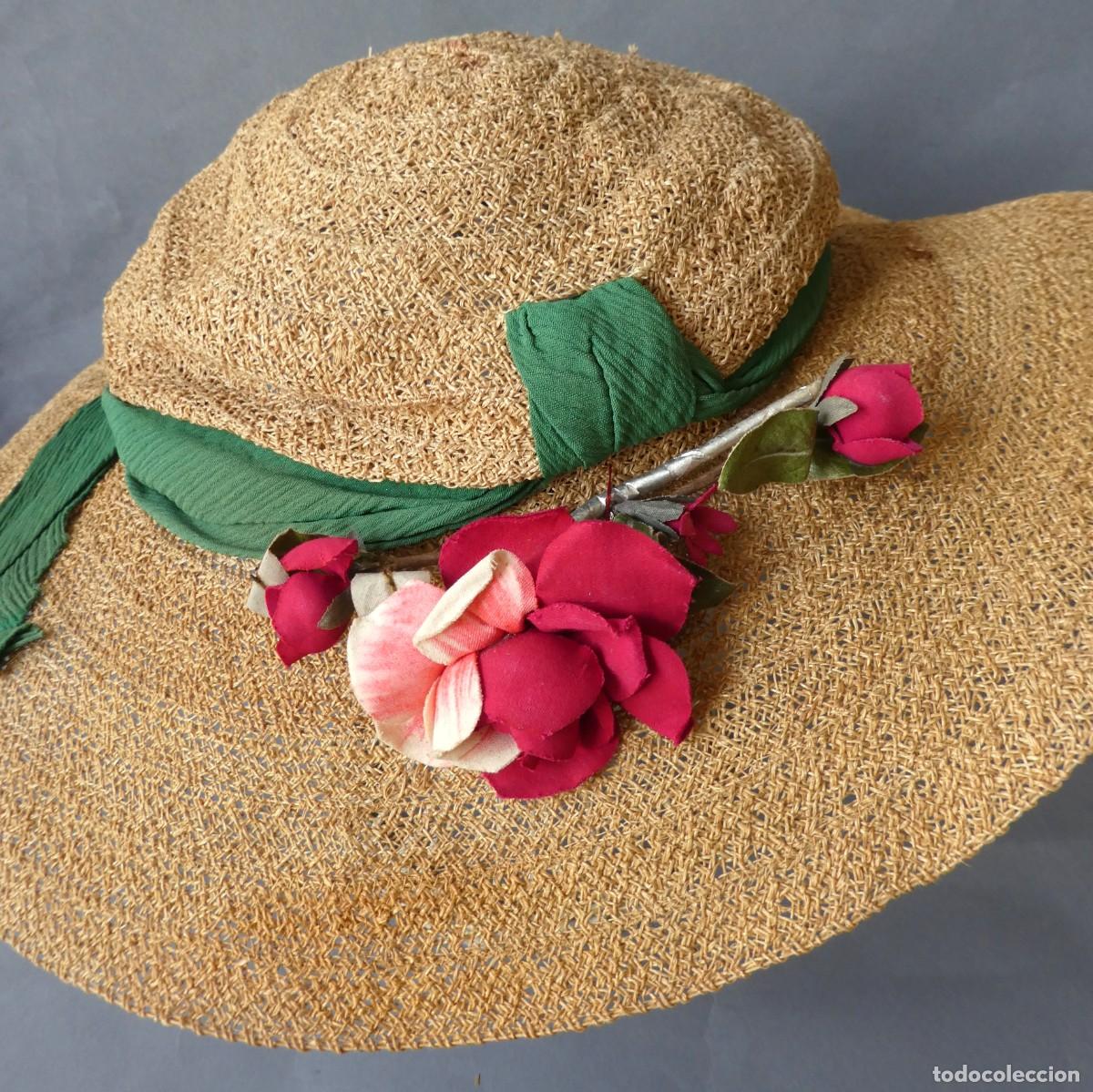 Antig&uuml;edades: ANTIGUO SOMBRERO DE RAFIA .- ALTA COSTURA