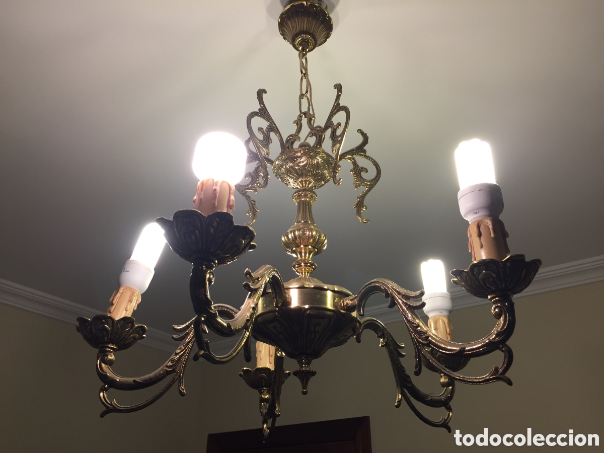 Antig&uuml;edades: L&aacute;mpara de techo dorada - Foto 2