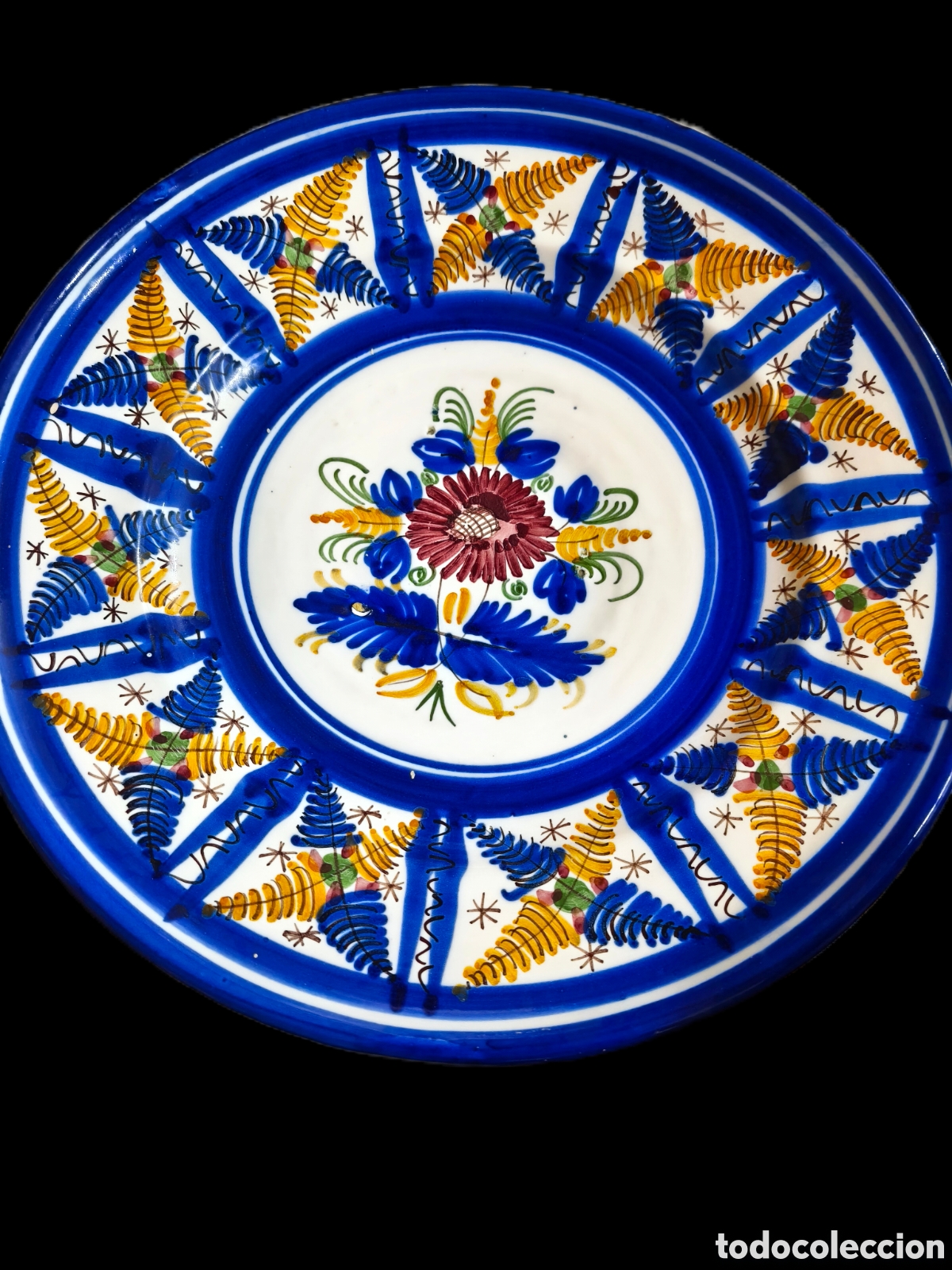 Oggetti Antichi: Antiguo plato de cer&aacute;mica de puente de arzobispo firmado Alfar fraile -31cm