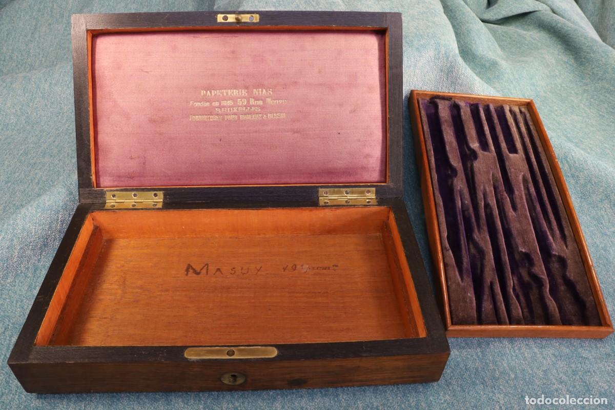 Antig&uuml;edades: Caja rectangular de madera para compases. Doble piso. Rectangular wooden box for compasses. - Foto 4