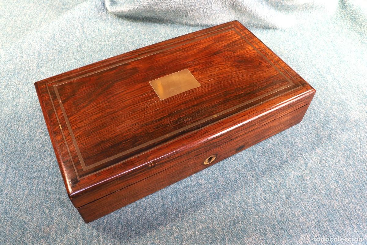 Antig&uuml;edades: Caja rectangular de madera para compases. Doble piso. Rectangular wooden box for compasses. - Foto 9