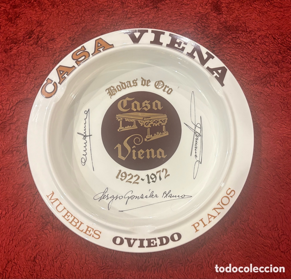 Oggetti Antichi: CENICERO CASA VIENA FIRMADO POR LOS SOCIOS FUNDADORES - PORCELANA SAN CLAUDIO 1972