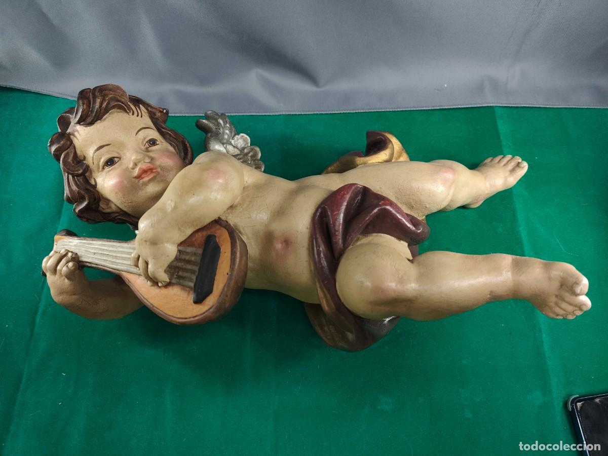 Oggetti Antichi: angelito tallado en madera de colgar