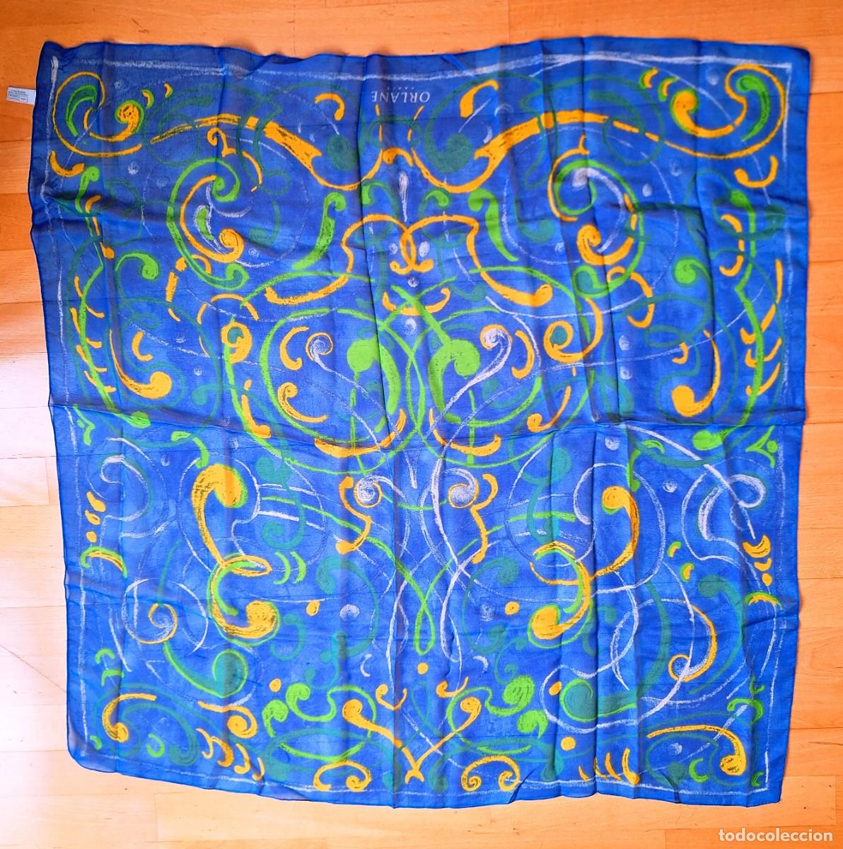 Antig&uuml;edades: BONITO PA&Ntilde;UELO DE CUELLO DE SE&Ntilde;ORA AZUL 85 X 85 - MARCA ORLANE - NUEVO