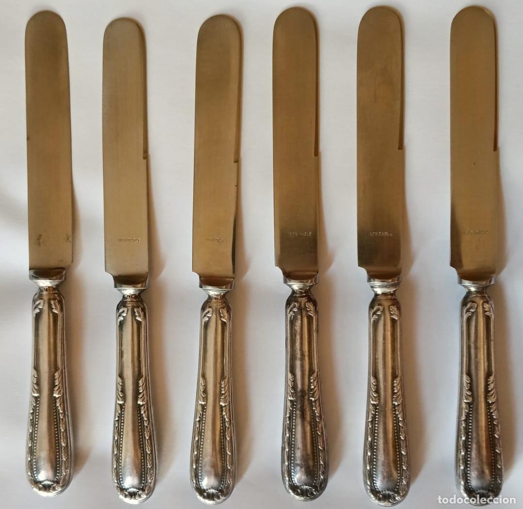 Antig&uuml;edades: Juego 6 Cuchillos - Punzonados - Plata de Ley 800 (Solid Silver Knives) - Peso Total 340g