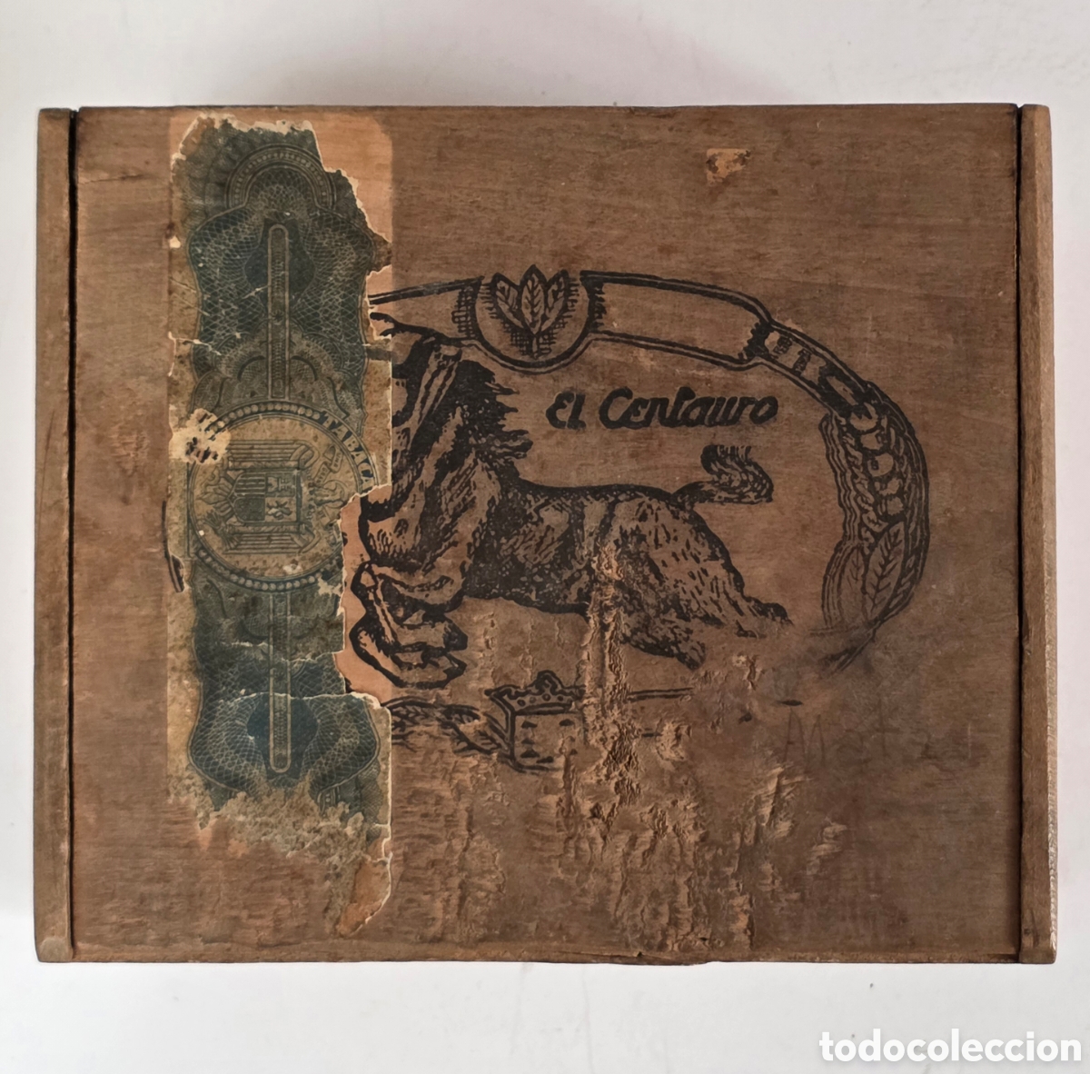 Antiquit&eacute;s: Caja vac&iacute;a El Centauro F&aacute;brica Tabacos Cigarrillos Picaduras Dep&oacute;sito Santander - Decoraci&oacute;n Madera