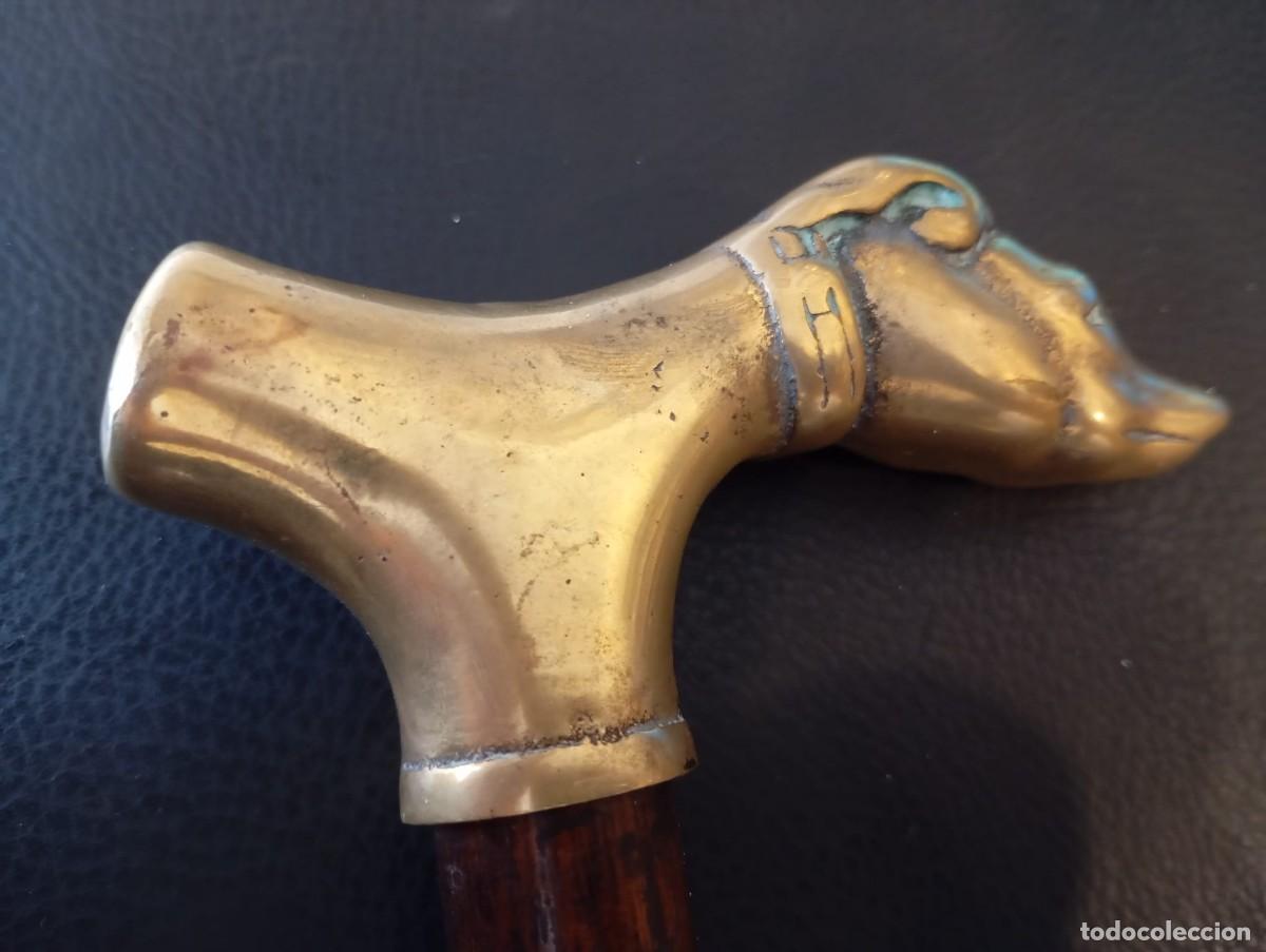 Antig&uuml;edades: Elegante bast&oacute;n con forma de perro en bronce. - Foto 4