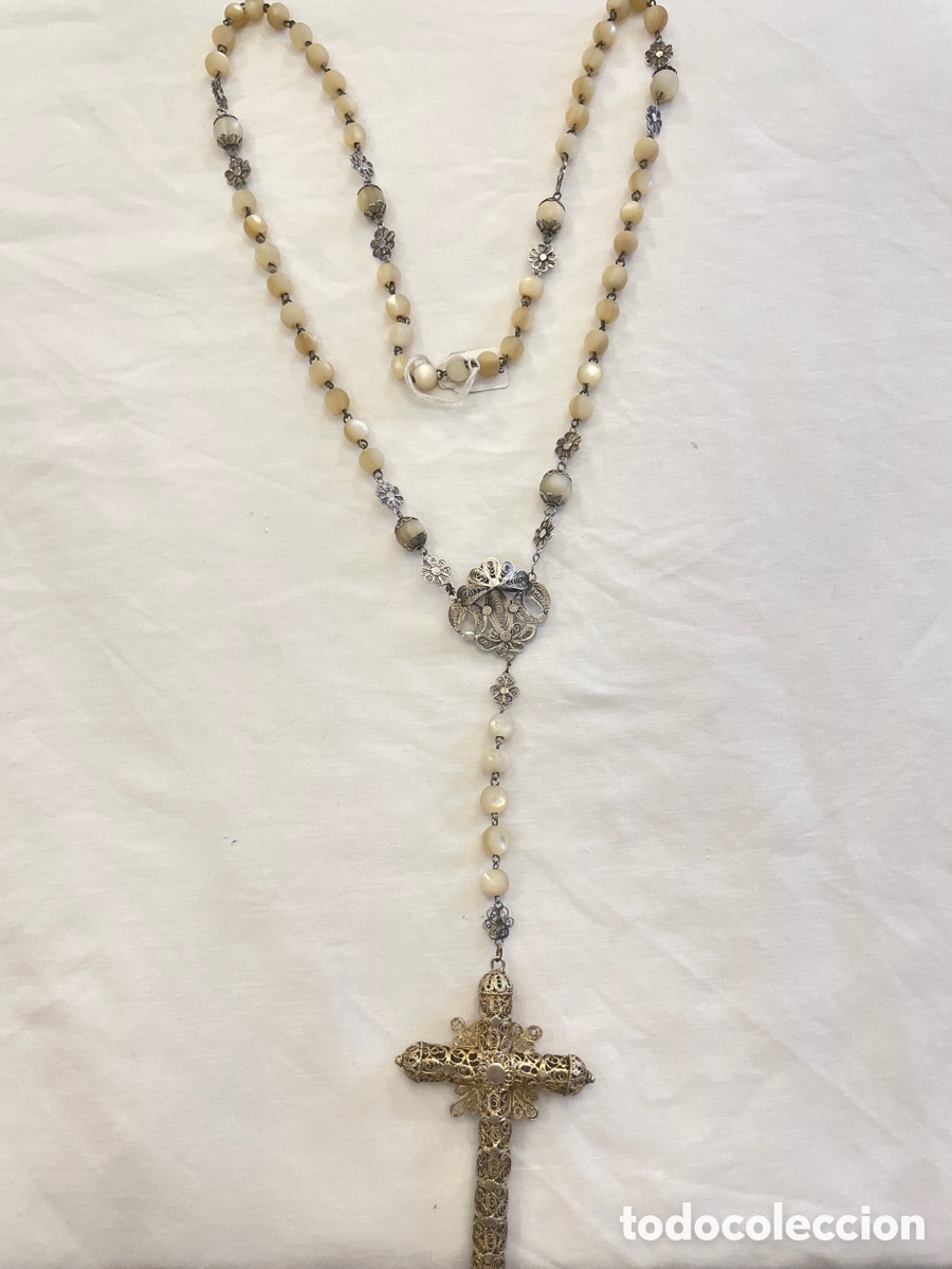 Antig&uuml;edades: Rosario n&aacute;car y plata siglo XIX