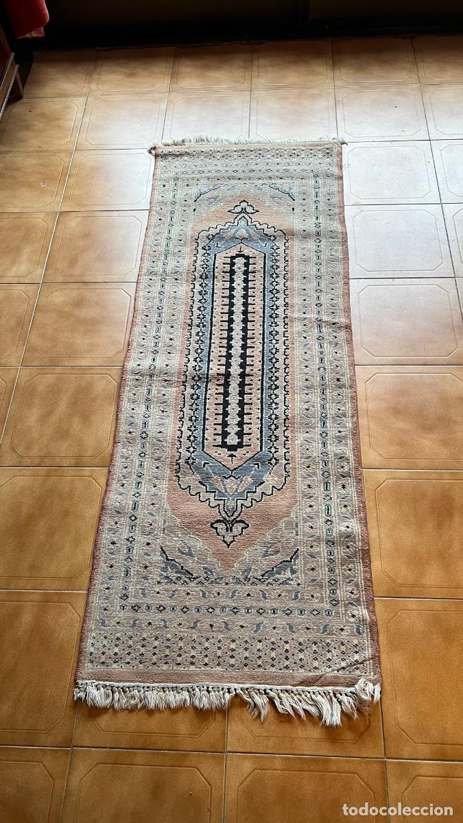 Antiguidades: Alfombra de Pasillo Estilo Persa / Oriental - 66 x 185 cm - Tonos Salm&oacute;n y Azul
