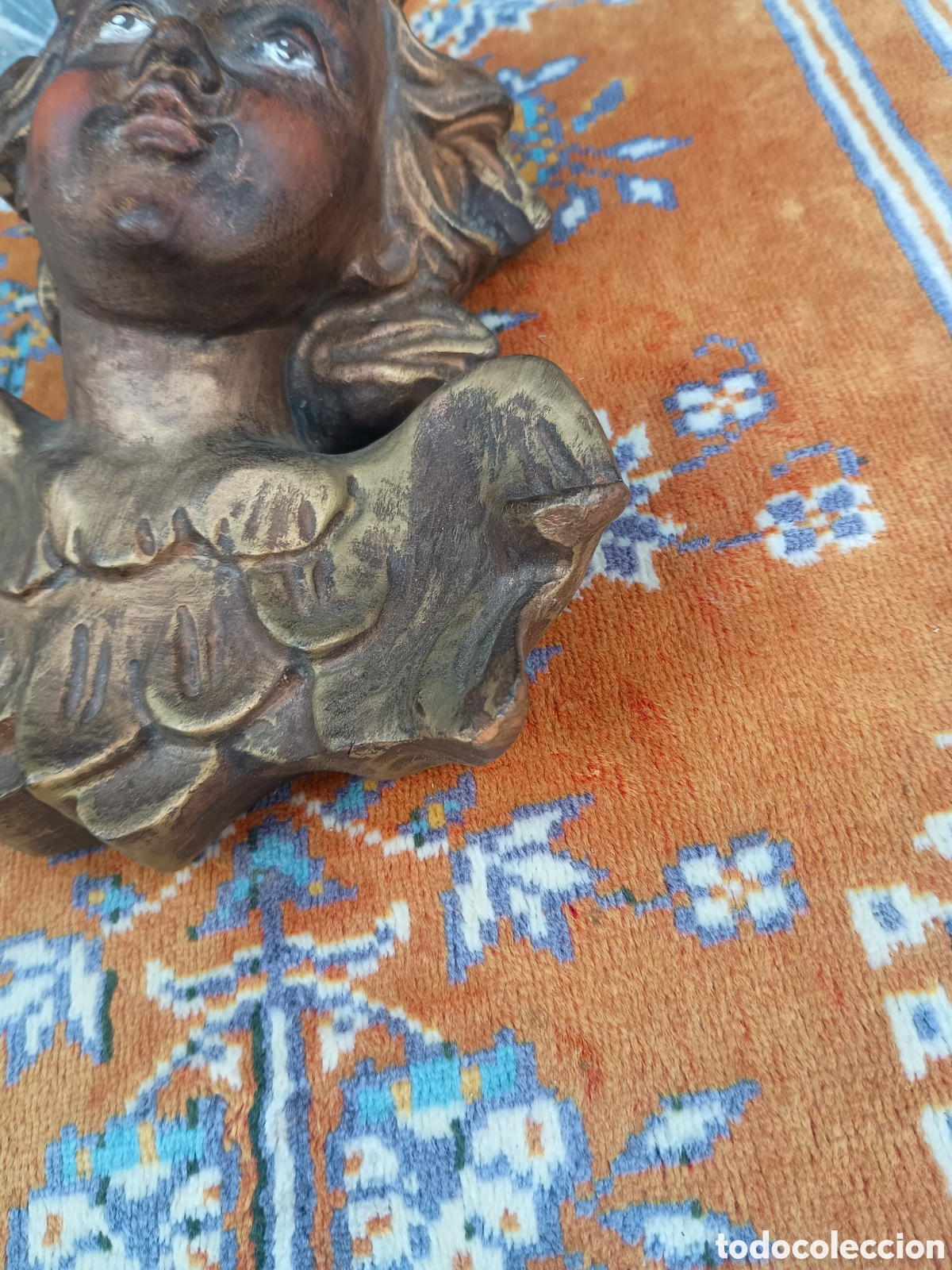 Antig&uuml;edades: Angel querub&iacute;n madera tallada - Foto 4