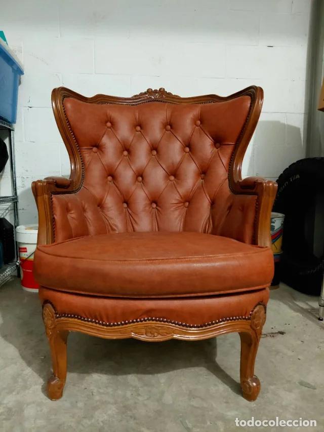 Antiques: Sill&oacute;n orejero piel estilo Luis XV