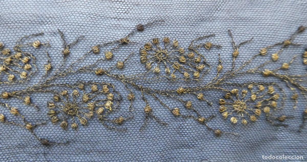 Antiques: ANTIGUO ENCAJE BORDADO CON MET&Aacute;LICO ORO PPIO.S.XX