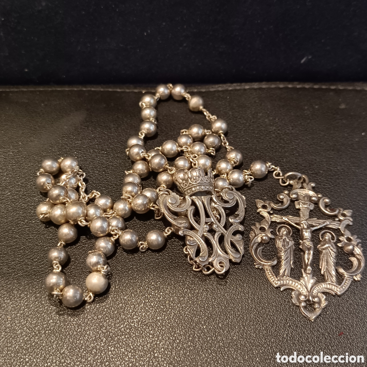 Antiguidades: Rosario de plata antiguo, de plata.