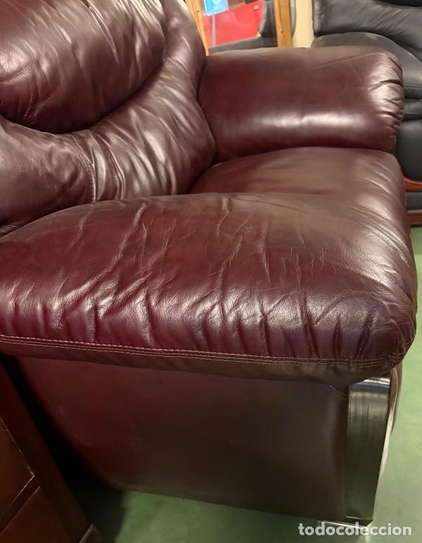 Antig&uuml;edades: Sill&oacute;n Marr&oacute;n de Piel y Madera - Foto 7